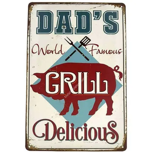 Dad's World Famous BBQ wandbord 25x33 cm metaal