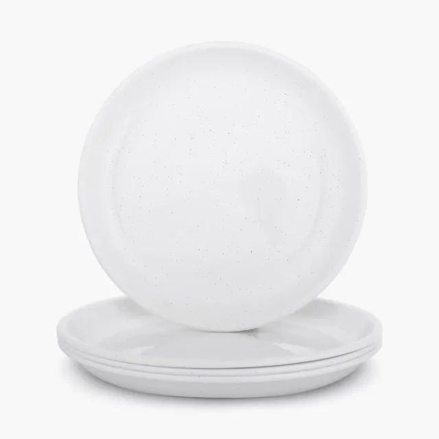 Bare Bones Living Rolled Enamelware Plate bordenset emaille Soft White