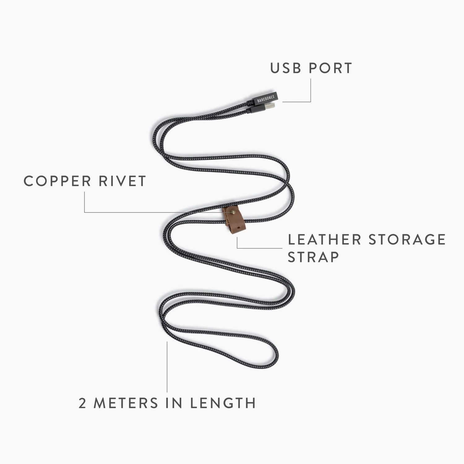 Barebones 2.0 USB verlengkabel 2 meter zwart