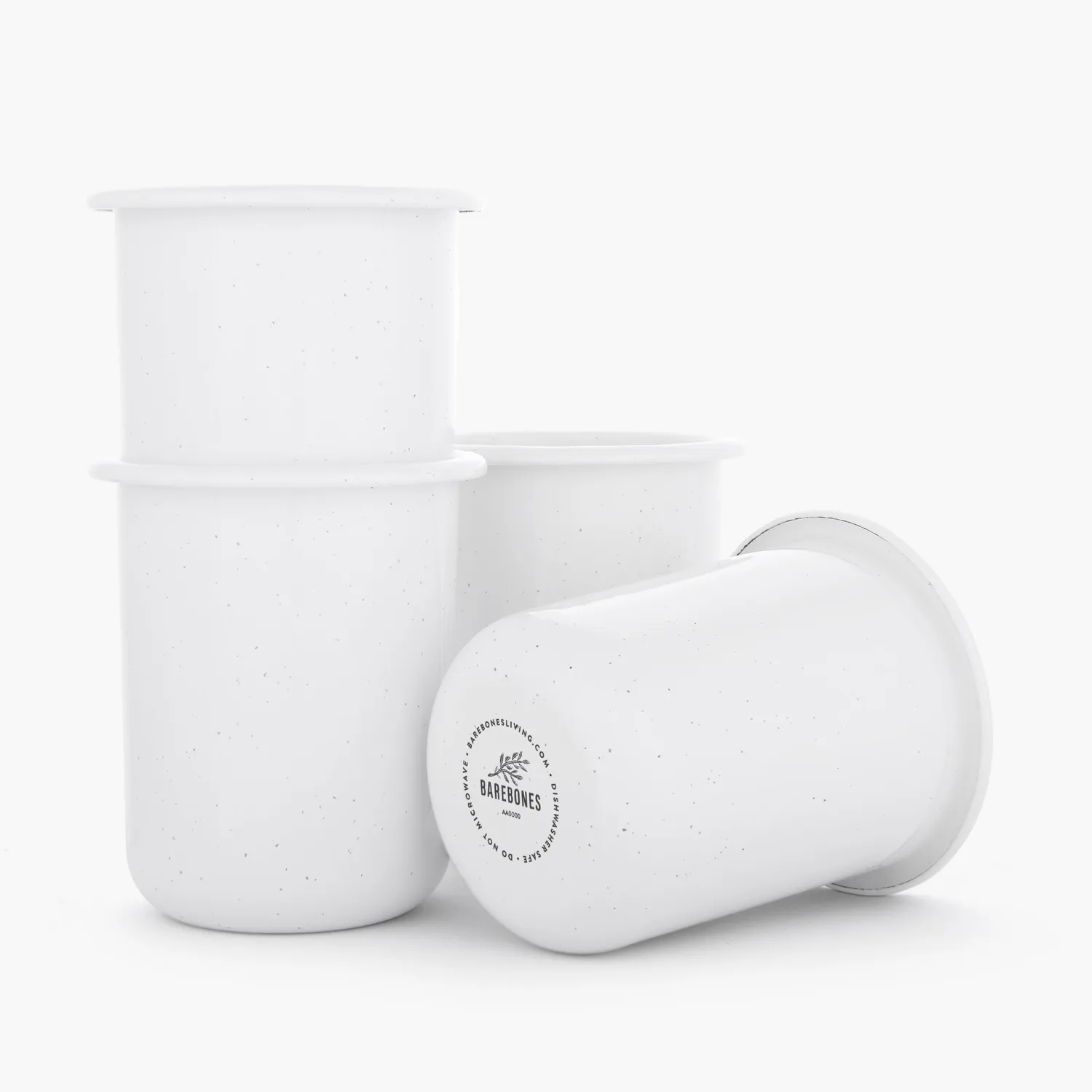 Bare Bones Living Rolled Enamelware mokkenset soft white