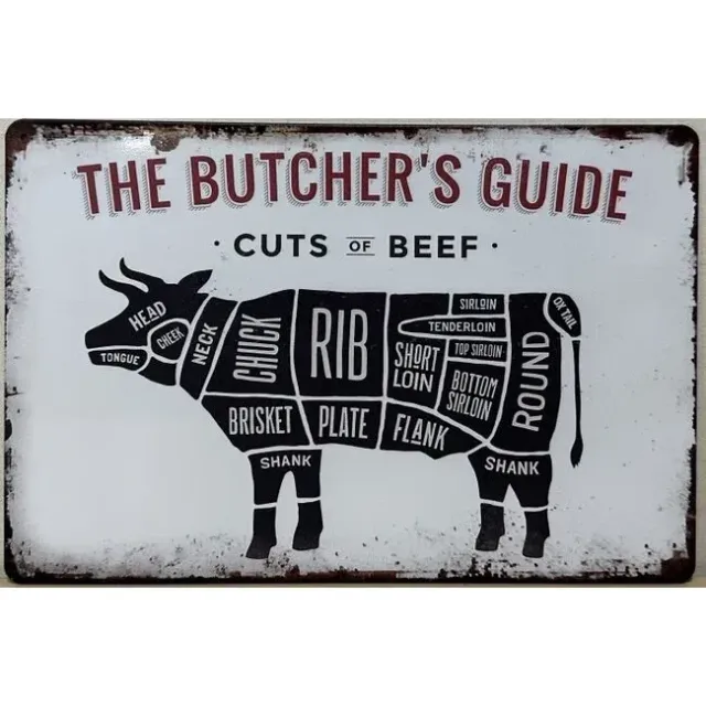 Butcher's Guide Koe Poster rundersnijschema