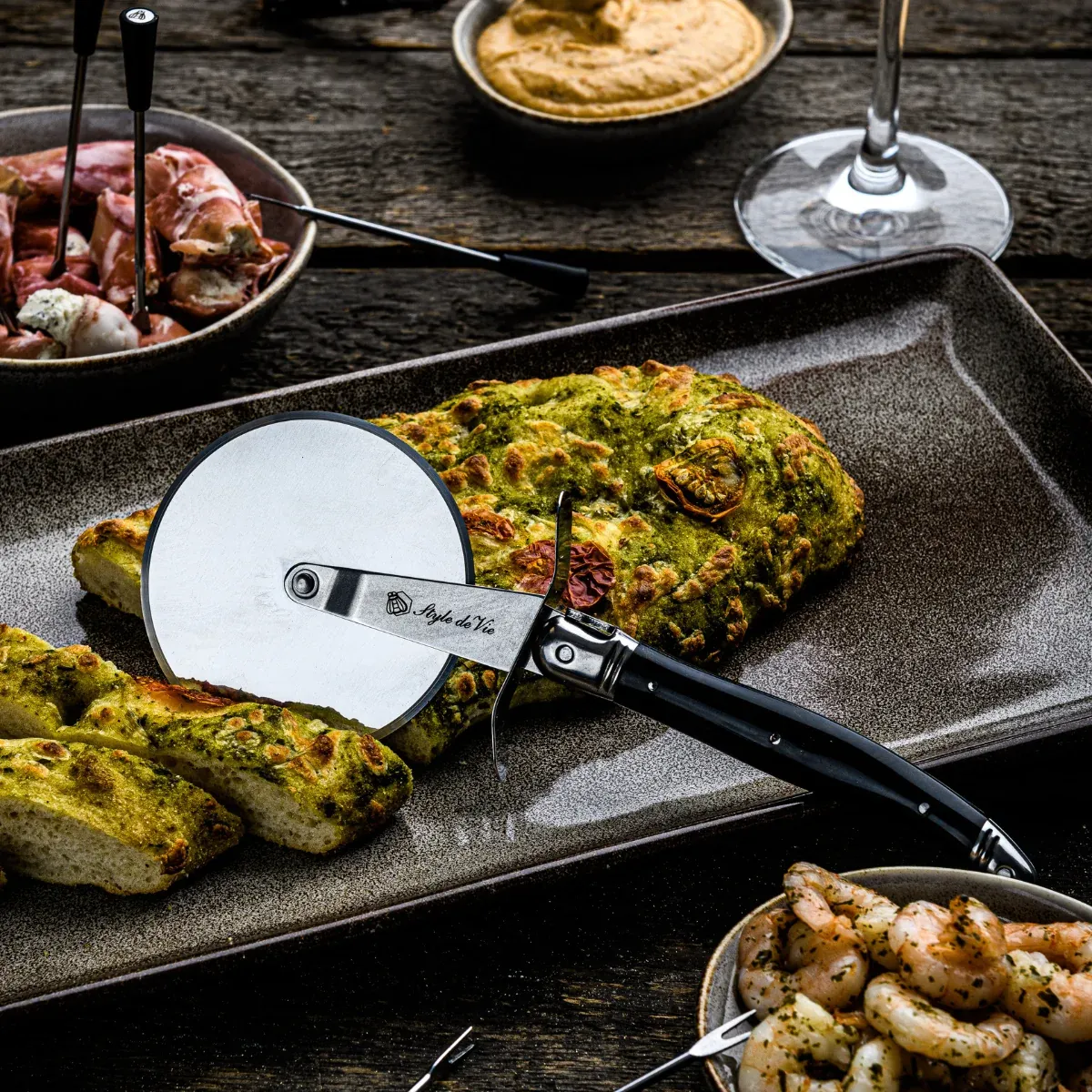 Sartons Premium Line Pizzasnijder zwart staal