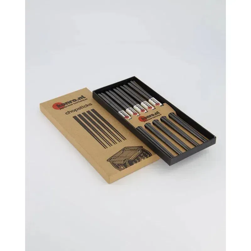 Konro eetstokjes RVS zwart 5 paar set grill