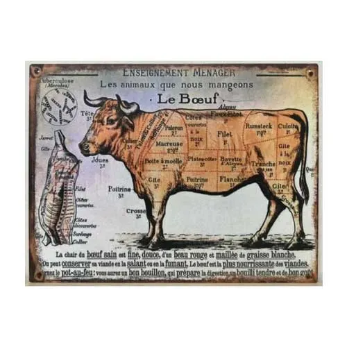 Butcher's Guide Koe wandbord 33x25cm rund