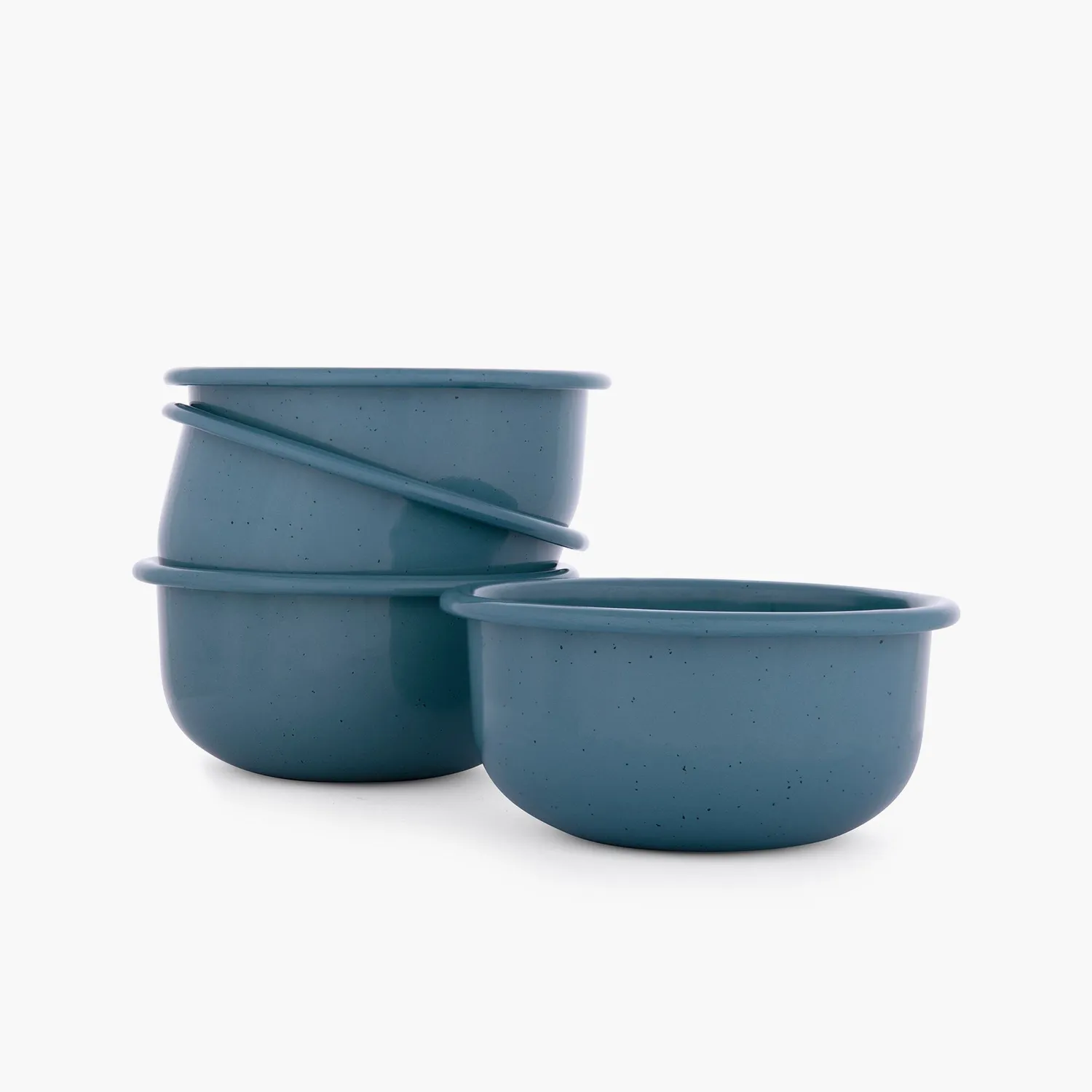 Bare Bones Living Rolled Enamelware Side Bowl Set soft white 2-delig