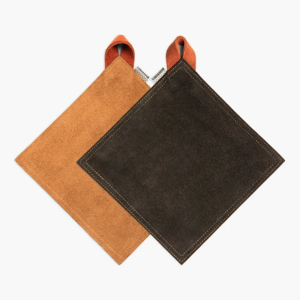 Bare Bones Living Suede pannenlappen set zwart tan