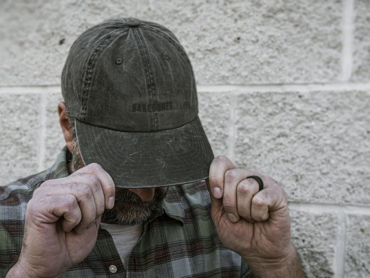 Bare Bones Dad Hat Pet Black Wash katoen verstelbaar