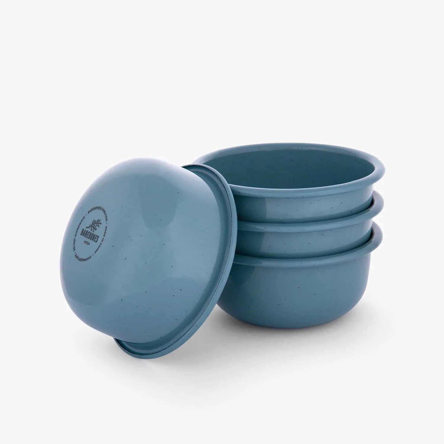 Bare Bones Living Rolled Enamelware Side Bowl emaille kommen Smoky Blue