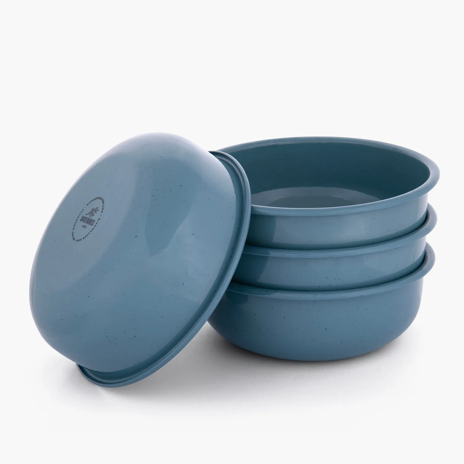 Bare Bones Living Rolled Enamelware Bowl emaille bowl Smoky Blue