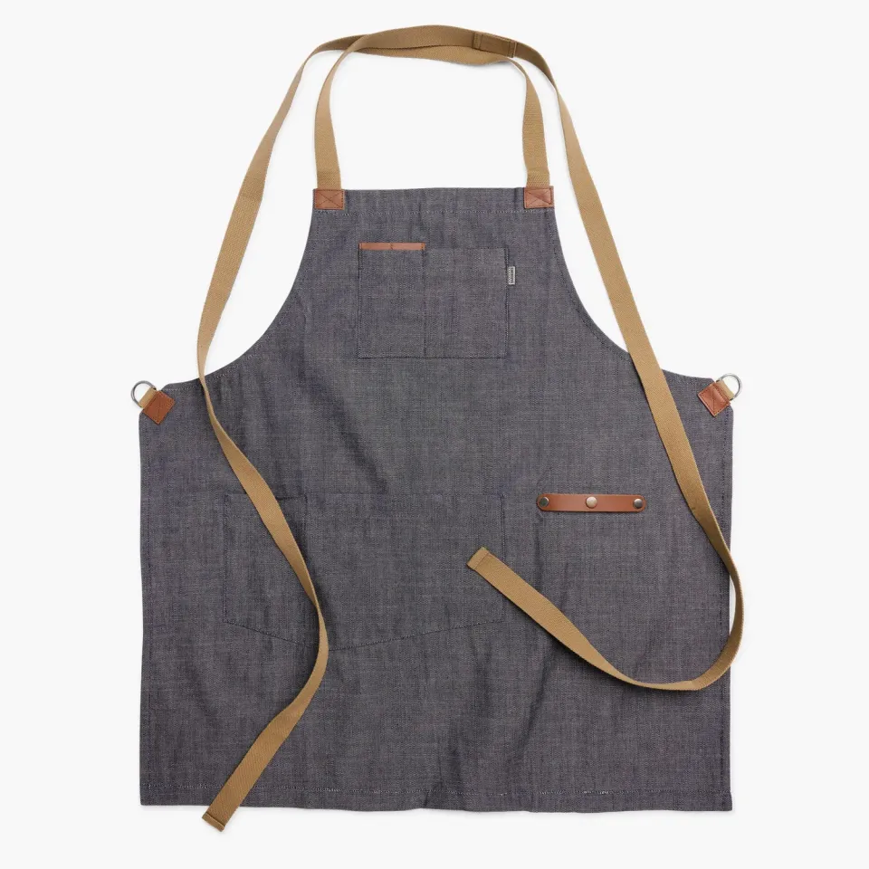 Bare Bones Living Classic Crossback Apron schort denim canvas