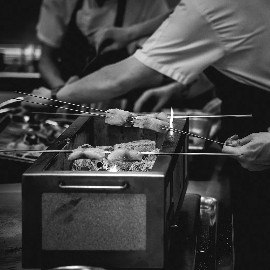 Kasai Grill Konro Spiezen RVS set van 6 draaibaar