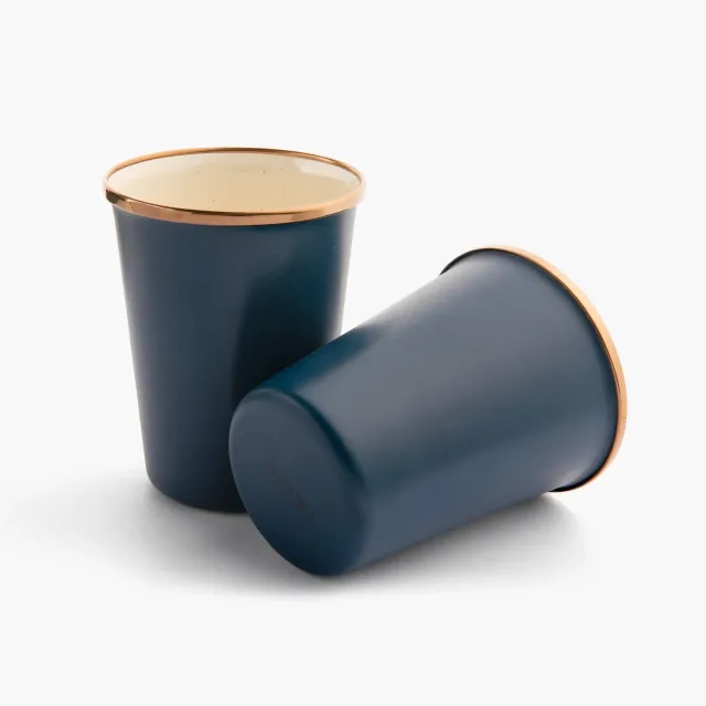 Barebones Enamel 2-Tone Tall Cup beker Indigo 2 stuks