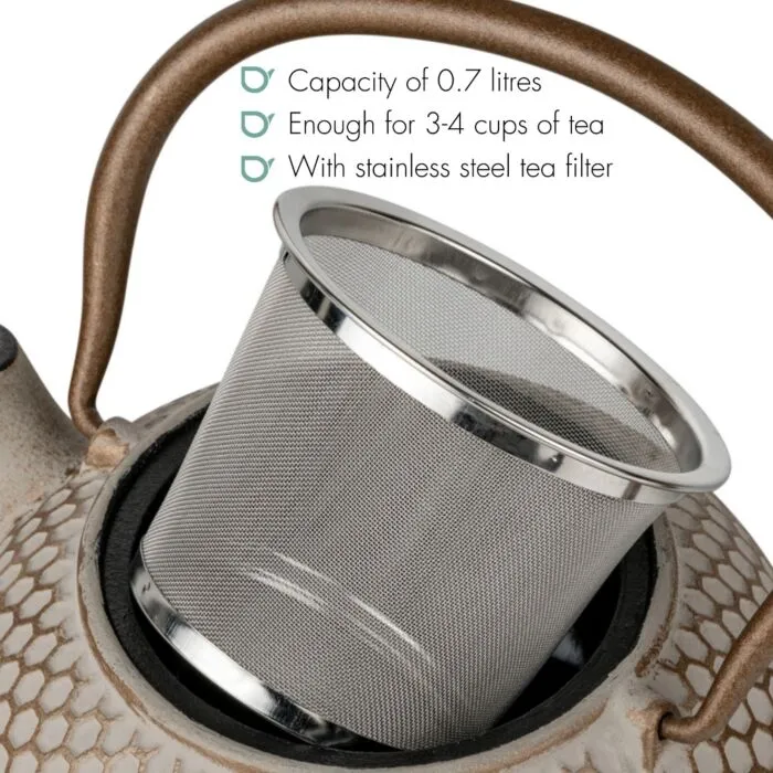 Sartons Jiangxi theepot gietijzer 0,7 liter beige