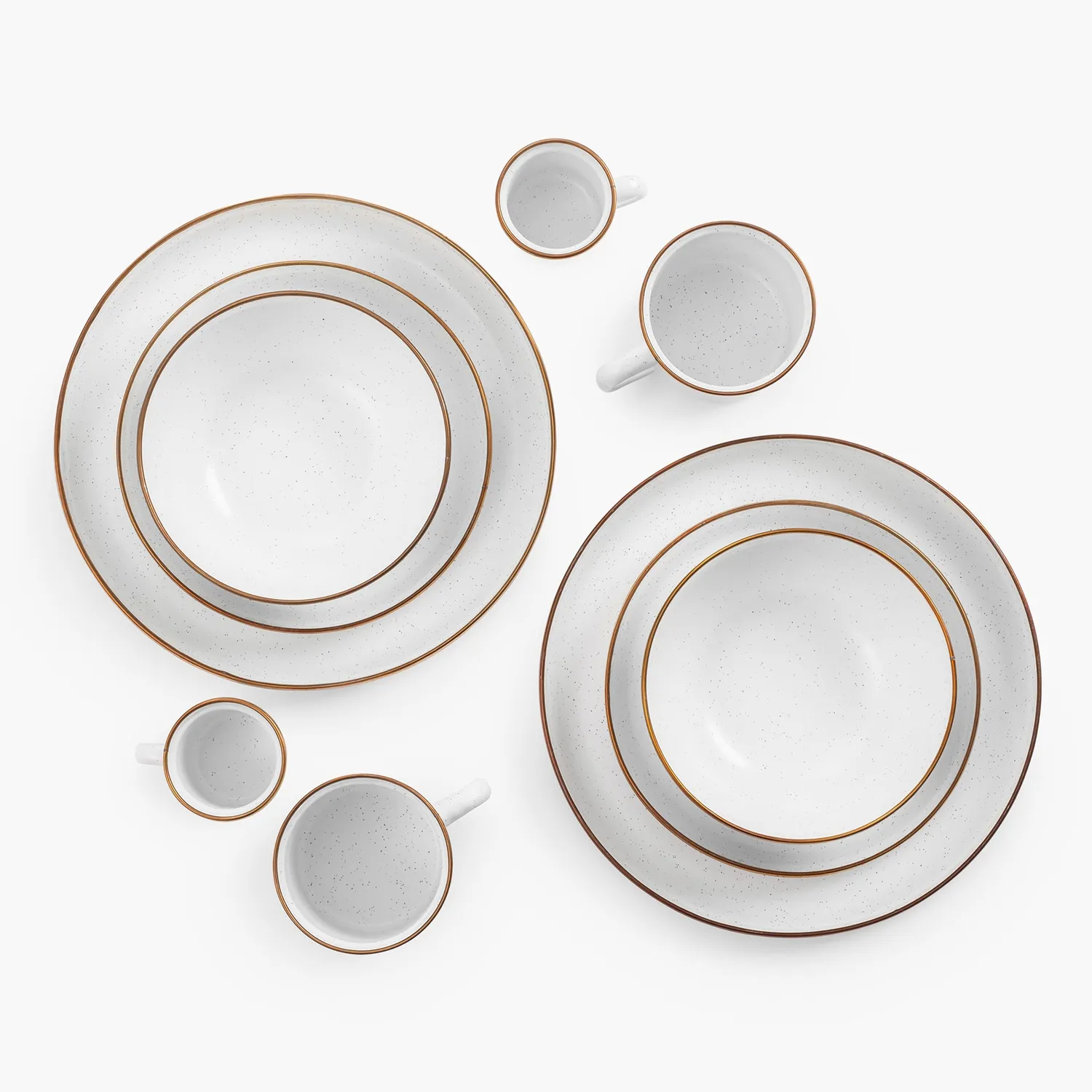 Bare Bones Living Enamelware servies set eggshell gespikkeld
