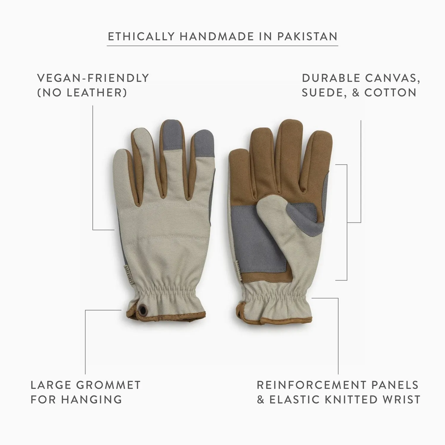 Bare Bones Living Leepa tuinhandschoenen Stone vegan leer